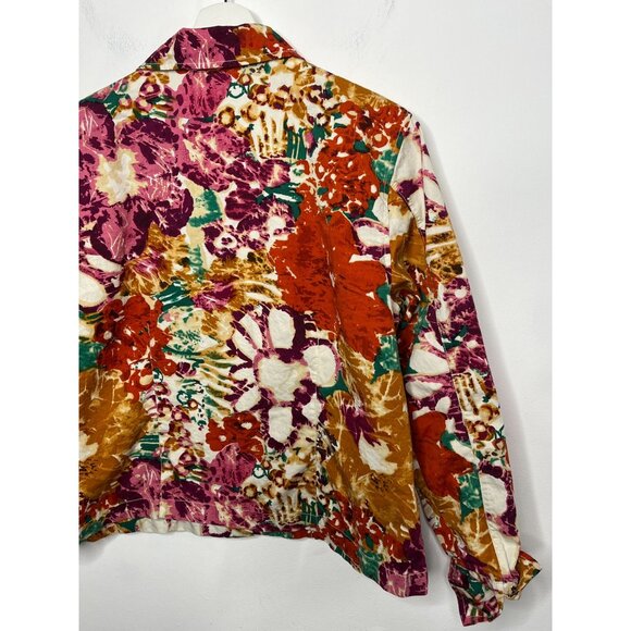 Coldwater Creek Women’s Large Floral Cotton Shirt Jacket Multicolor - Picture 12 of 14
